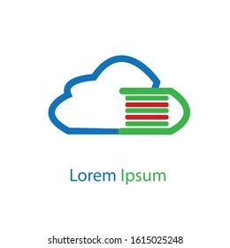 cloud and book logo vector illustration. e-learning symbol icon.