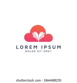 cloud and book negative space logo design