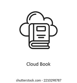 Cloud Book Outline Vector Icon Design illustration on White background. EPS 10 File