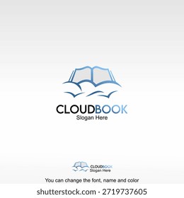 Cloud Book Este logotipo simboliza o armazenamento digital de livros ou documentos com base na tecnologia de nuvem, permitindo fácil acesso a qualquer momento e em qualquer lugar.