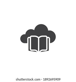 Cloud book vector icon. filled flat sign for mobile concept and web design. Library cloud glyph icon. Symbol, logo illustration. Vector graphics