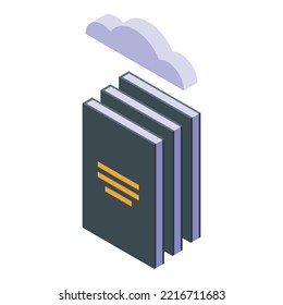 Cloud bookstore icon isometric vector. Online library. Computer reading