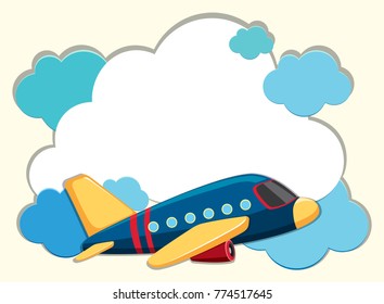 Cloud border with blue airplane illustration