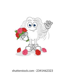 the cloud with bouquet mascot. cartoon vector