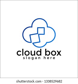 
cloud box. Logo art cloud line. Cloud chip logo - Vector