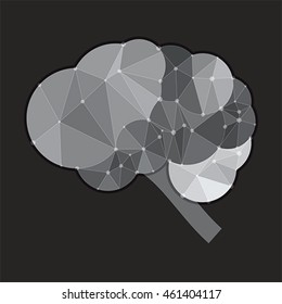Cloud brain concept polygon style, vector 
