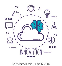 cloud and brain with innovation icons