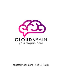 cloud brain logo design vector icon