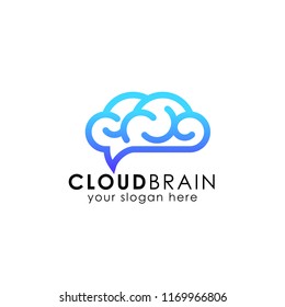 cloud brain logo design vector icon. digital brain logo. cloud logo