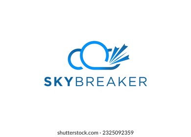 Cloud breaker logo design modern tehcnology icon symbol 