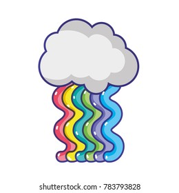 cloud with bright rainbow with sky design