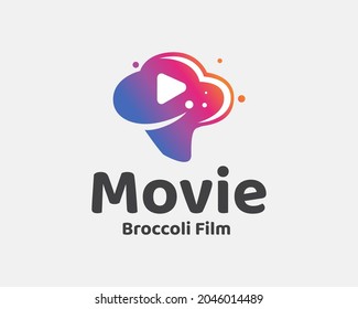 cloud broccoli movie film video internet player logo template illustration