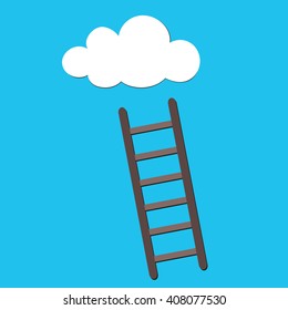 cloud and brown ladder on blue background