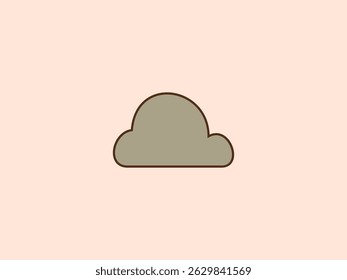 cloud with a brown outline against a light peach background