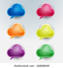 Cloud bubble color icons for message. Vector illustration 