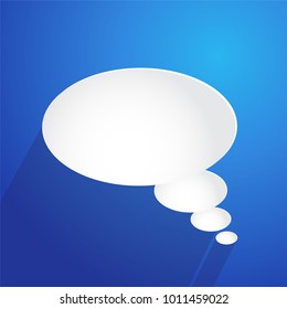Cloud bubble icon on blue background, stock vector illustration