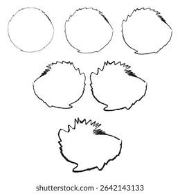 Cloud bubble shapes. Circular vector form. Sketch speech symbol. Hand drawn outline.