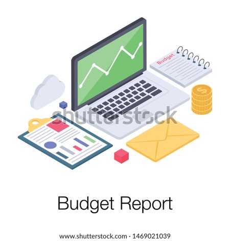 Cloud budget report isometric icon 