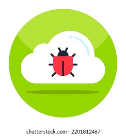 Cloud bug icon in creative design 