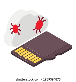 Cloud bug icon. Isometric illustration of cloud bug vector icon for web