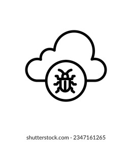 Cloud Bug Outline Icon Vector Illustration