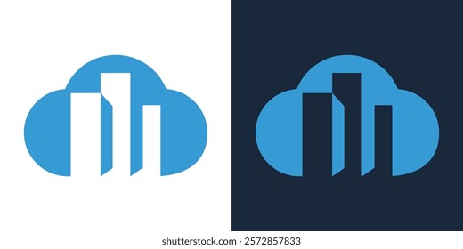 CLOUD BUILDING ICON LOGO DESIGN ABSTRACT VECTOR