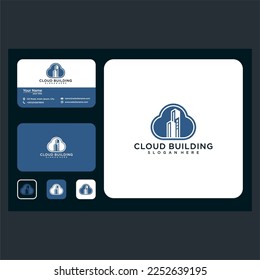 plantilla de diseño gráfico de logotipo de construcción en nube