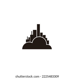 Cloud, buildings geometric symbol simple logo vector