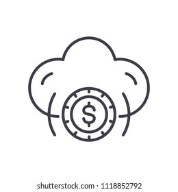 Cloud business black icon concept. flat  vector symbol, sign, illustration.