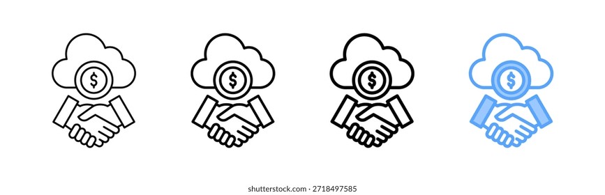 Conjunto de Colección de contorno de estilo diferente de icono de negocio en la nube