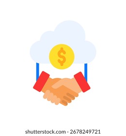 Cloud Business Icon Flat Vector Illustration