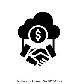 Ilustración vectorial de glifos de icono de negocio en la nube