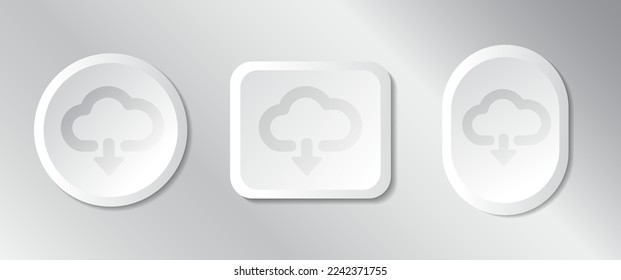  
cloud button vector set, 3D virtual reality white tone style, player button collection, technology and online streaming buttons, technology illustration, sign and symbol.