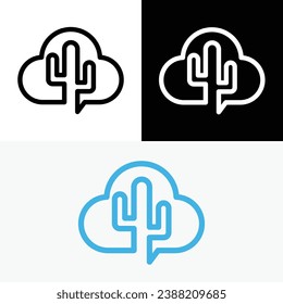 Cloud Cactus Chat Symbol Logo