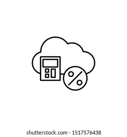 cloud, calculator, interest line icon on white background