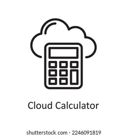 Cloud Calculator  Outline Icon Design illustration. Web Hosting And Cloud Services Symbol on White background EPS 10 File