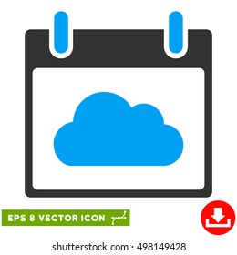 Cloud Calendar Day icon. Vector EPS illustration style is flat iconic bicolor symbol, blue and gray colors.