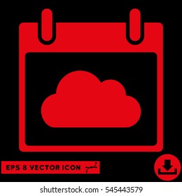 Cloud Calendar Day icon. Vector EPS illustration style is flat iconic symbol, red color.