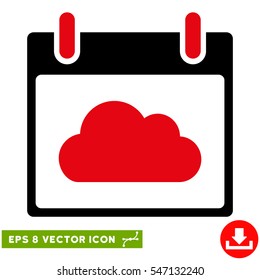 Cloud Calendar Day icon. Vector EPS illustration style is flat iconic bicolor symbol, intensive red and black colors.