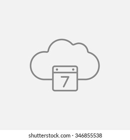 Cloud calendar line icon for web, mobile and infographics. Vector dark grey icon isolated on light grey background.