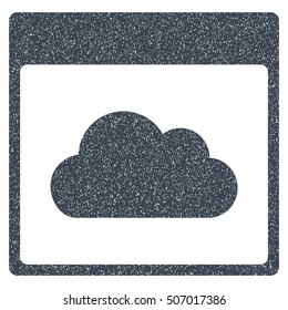 Cloud Calendar Page grainy textured icon for overlay watermark stamps. Flat symbol with dirty texture. Dotted vector smooth blue ink rubber seal stamp with grunge design on a white background.