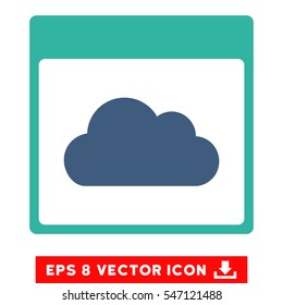 Cloud Calendar Page icon. Vector EPS illustration style is flat iconic bicolor symbol, cobalt and cyan colors.