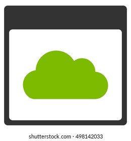 Cloud Calendar Page vector pictograph. Style is flat graphic bicolor symbol, eco green and gray colors, white background.