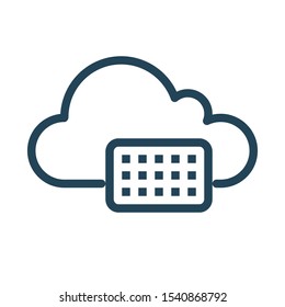 Cloud calendar and planning app icon. Cloud Computing Icon. Simple outline icon style. Perfect symmetrical. 
