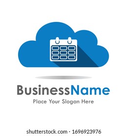 Cloud calendar vector logo template. Suitable for business, web, weather, technology and design