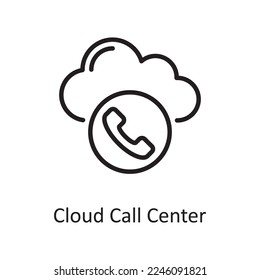 Cloud Call Center  Outline Icon Design illustration. Web Hosting And Cloud Services Symbol on White background EPS 10 File