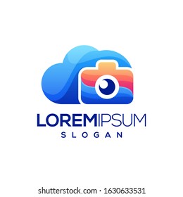 cloud camera colorful logo design