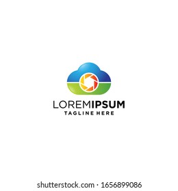 Cloud and camera logo design, Cloud with camera vector
