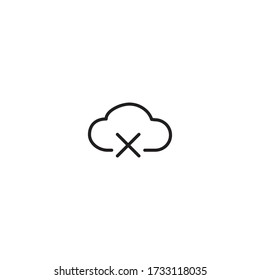 Cloud with cancel sign. Line icon design.