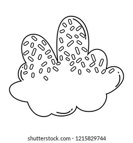 Cloud with candy topping black and white